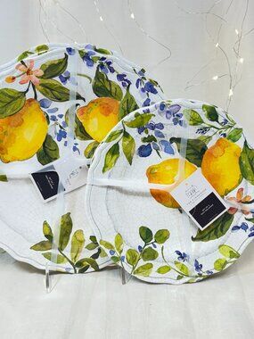 Rachel Ashwell Tuscan Lemons 4 Dinner Plates 4 Salad Plates Melamine 8PC Set